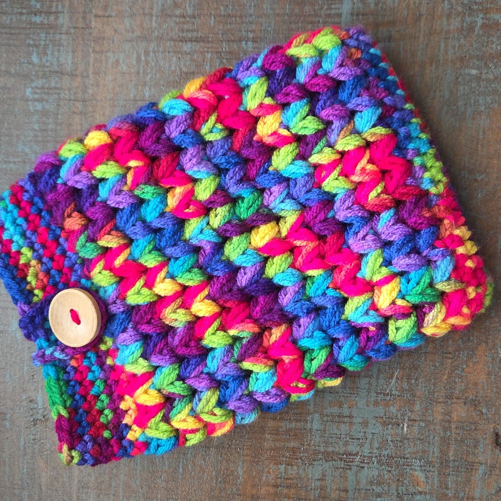 Bright Multicolored Crochet Book Ipad Kindle Small Sleeve Cover Case